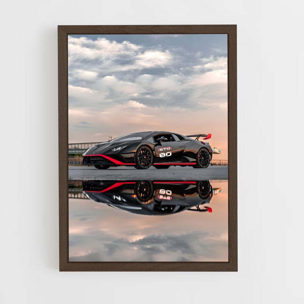 Poster Huracan Noir et Rouge – affiche Lamborghini (vue 5)